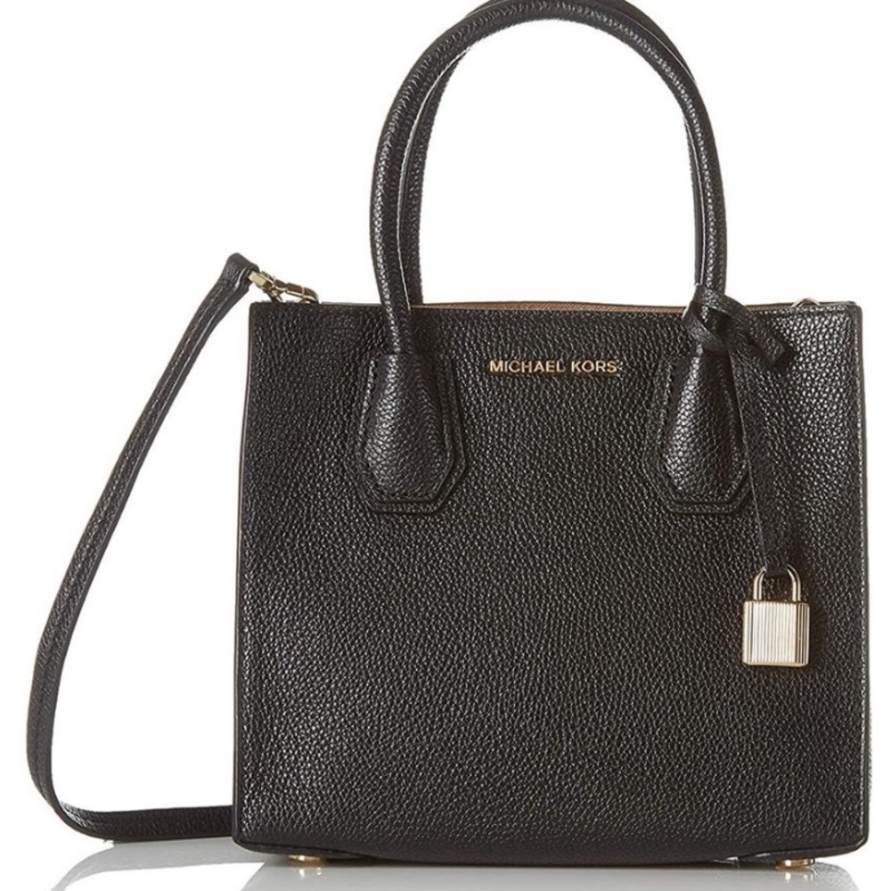 Michae Kors | Black Mercer Medium Pebble Leather Crossbody Bag